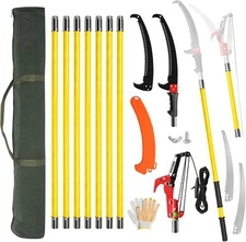 30FT Manual Pole Saw, Long Reach Extendable Tree Pruner High Branches Trimming