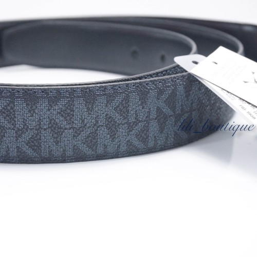 NWT Michael Kors Men's Cut to Size Reversible Belt 34mm PVC Leather Admiral Blue - Picture 3 of 7