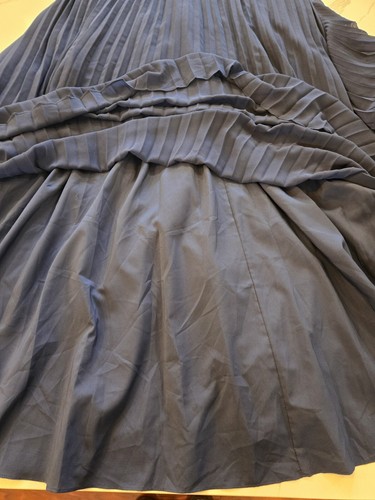 Badgley Mischka Strapless Pleated Ruffled Chiffon Gown Blue Womens Size 14 - Picture 6 of 11