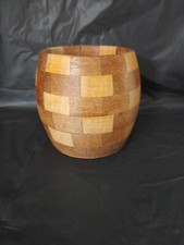 Segmented Wood Bowl Vase 4.25" Tall By 4" Outside Diameter