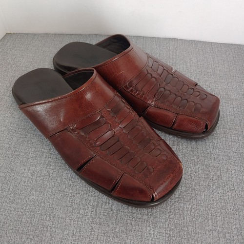Tommy Bahama Men's Italian Dark Brown Woven Leather Sandals Slides Size 7 - Picture 3 of 12