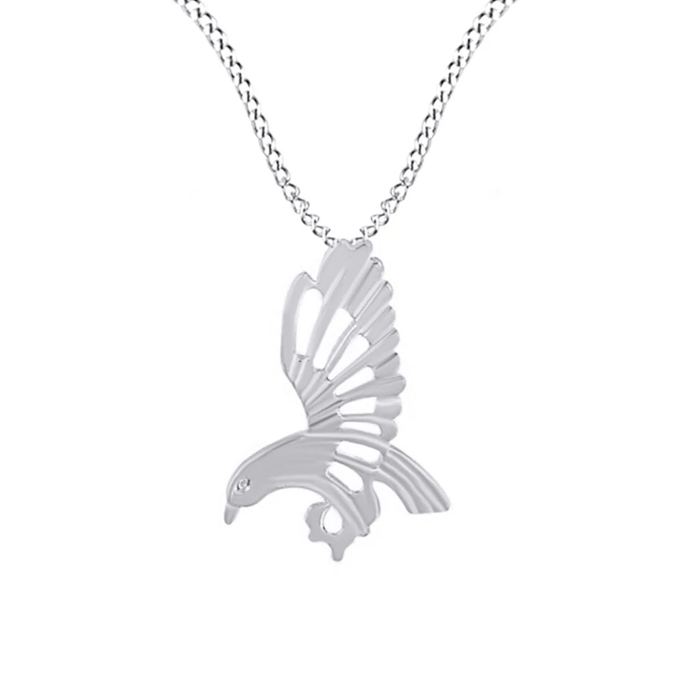Origami Hawks Beautiful Flying Eagle Pendant Necklace In 14K White Gold Plated - Image 2 of 4