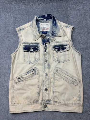 Men’s Smoke Rise Light Wash Denim Vest Size Small