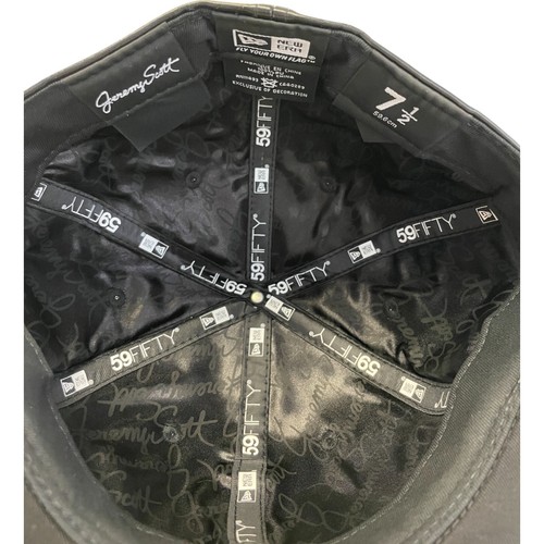New Era 59fifty Baseball Cap Mens 7.5 Black Gold Jeremy Scott Dollar Leather - Picture 9 of 12