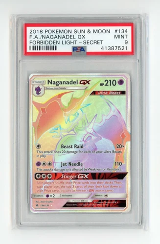 Naganadel GX 134/131 S&M Forbidden Light Secret Rare Holo Pokemon - PSA 9 MINT!