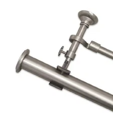 Pinnacle Optima End Cap Double Curtain Rod  16" up to 240" - Brushed Pewter