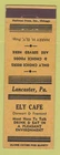 Matchbook Cover - Ely Cafe Lancaster PA CREASE
