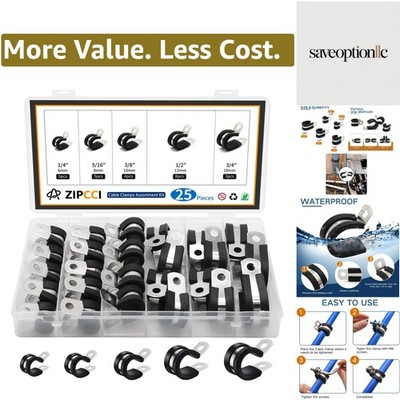 25-Piece Stainless Steel Cable Clamp Assortment - Perfect for All Environments