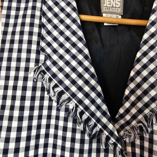Vintage Gingham Vest Womens Size 12 Black White Button 90s Preppy Coquette Fray - Picture 4 of 8