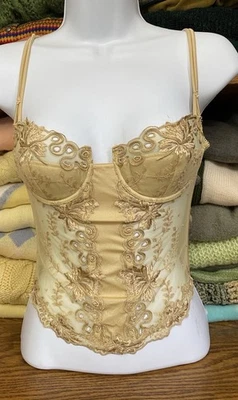 NWOT La Perla 32D Bustier Bra Lace Gold Lingerie - Image 1 of 4