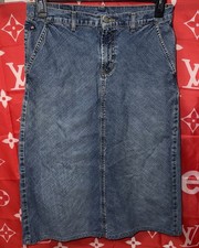 Vintage Women  s Denim Ralph Lauren Polo Long Bias Skirt Size 8