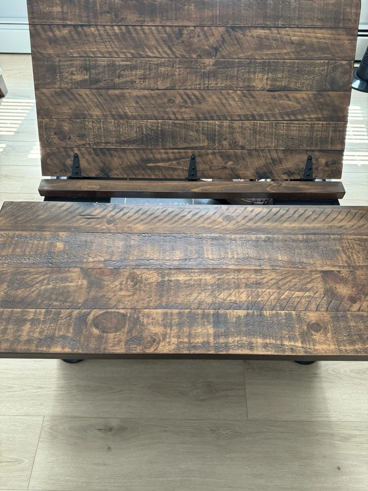 Rustic Wooden Storage Lift Top Coffee Table - Image 2 of 2