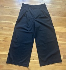 Madewell The Harlow Superwide Leg Trouser Black Size 12 NT345 High Rise