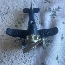1930s Hubley Giro Plane Cast Iron Blue Toy Airplane Original Vintage Condition