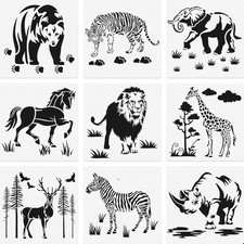 9 Pieces Animal Stencil Templates Reusable Painting 8 Inch