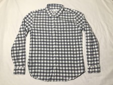 American Apparel Shirt Mens Medium Gray White Check Plaid Flannel Button Up