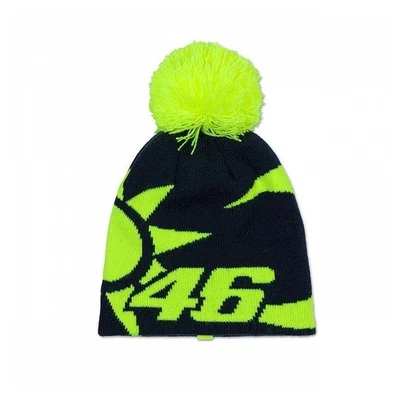 VR46 Valentino Rossi Official Racing yellow blue Beanie bobble hat kids children