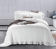 100 Stone Washed French Linen Duvet Cover Set 3 Pieces - Super Soft, King Size
