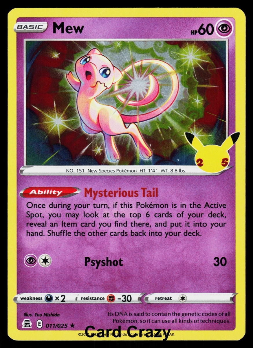 Mew 011/025 - Celebrations 25th Anniversary - Holo Pokemon Card - Near Mint  (NM) | eBay