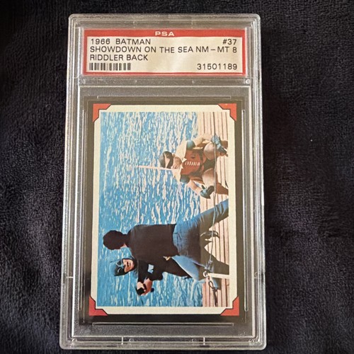 1966 Topps Batman Riddler Back #37 Showdown on the Sea — PSA 8
