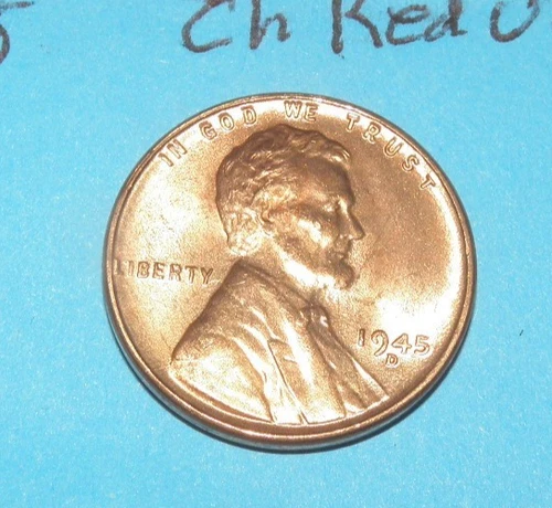 1945 D    LINCOLN WHEAT CENT   CHOICE RED UNCIRCULATED  #5