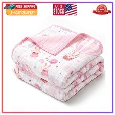 Muslin Baby Blankets for Girls Boys, Cotton Receiving Blanket