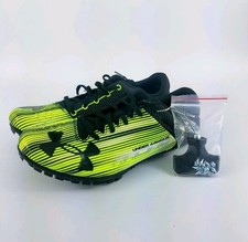 UNDER ARMOUR UA Kick Sprint Black Yellow White Track Spikes Mens Sz 10.5 11.5