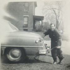 Vintage Snapshot Photo Proud Man With His 1950 DeSoto
