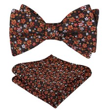 Men's Floral Self-Tied Bow Tie with Pocket Square Colorful Necktie Set