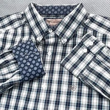 Ariat Dereck Shirt Mens XL Plaid Long Sleeve Button Down Flip Cuff Wrinkle Free