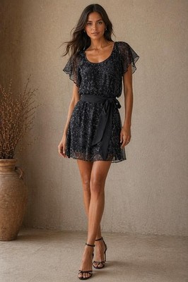 sheer overlay dress with sleeves Cold shoulder evening dress with sheer overlay