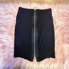 bebe Black Zip Front Pencil Skirt Knee Length Solid Women's Size 4