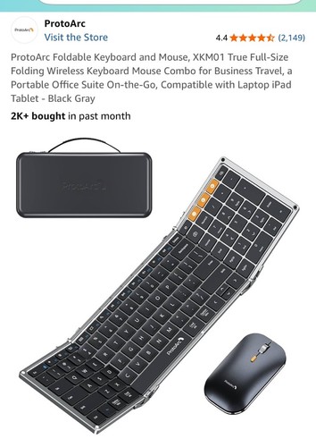 ProtoArc XKM01 Foldable Full-Size Wireless Keyboard and Mouse Combo Portable - 第 1/3 張圖片