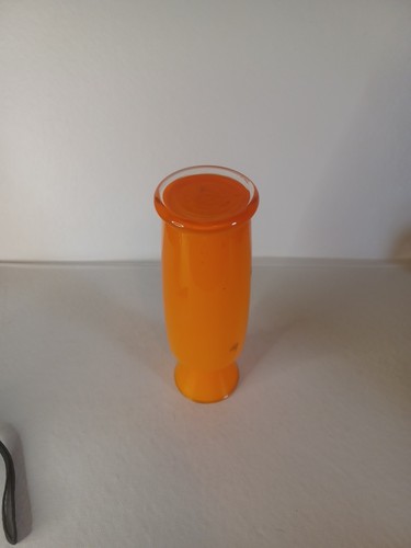Inarco Japan orange kleine Blumen Blumenvase mit Goldrand 8" hoch. Tolle Form - Bild 5 von 5