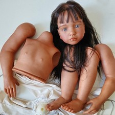 40'' Reborn Doll Painted Kit Toddler Girl Cloth Body Rooted Hair Gift Black Skin