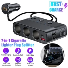 3 Way Car Cigarette Lighter Socket Splitter USB Fast Charger Power Adapter 12V