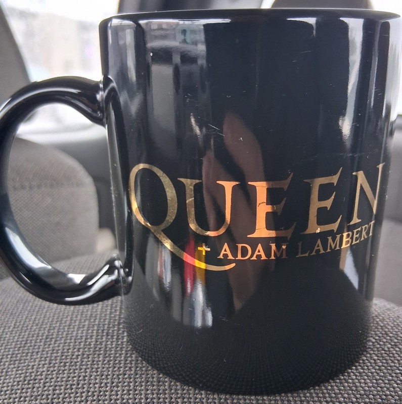 QUEEN + ADAM LAMBERT The Rhapsody Tour Coffee Cup Mug Black Gold used condition