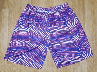 Men's Vintage NFL Buffalo Bills Zubaz Themed Game Day Team Zebra Stripes Shorts 