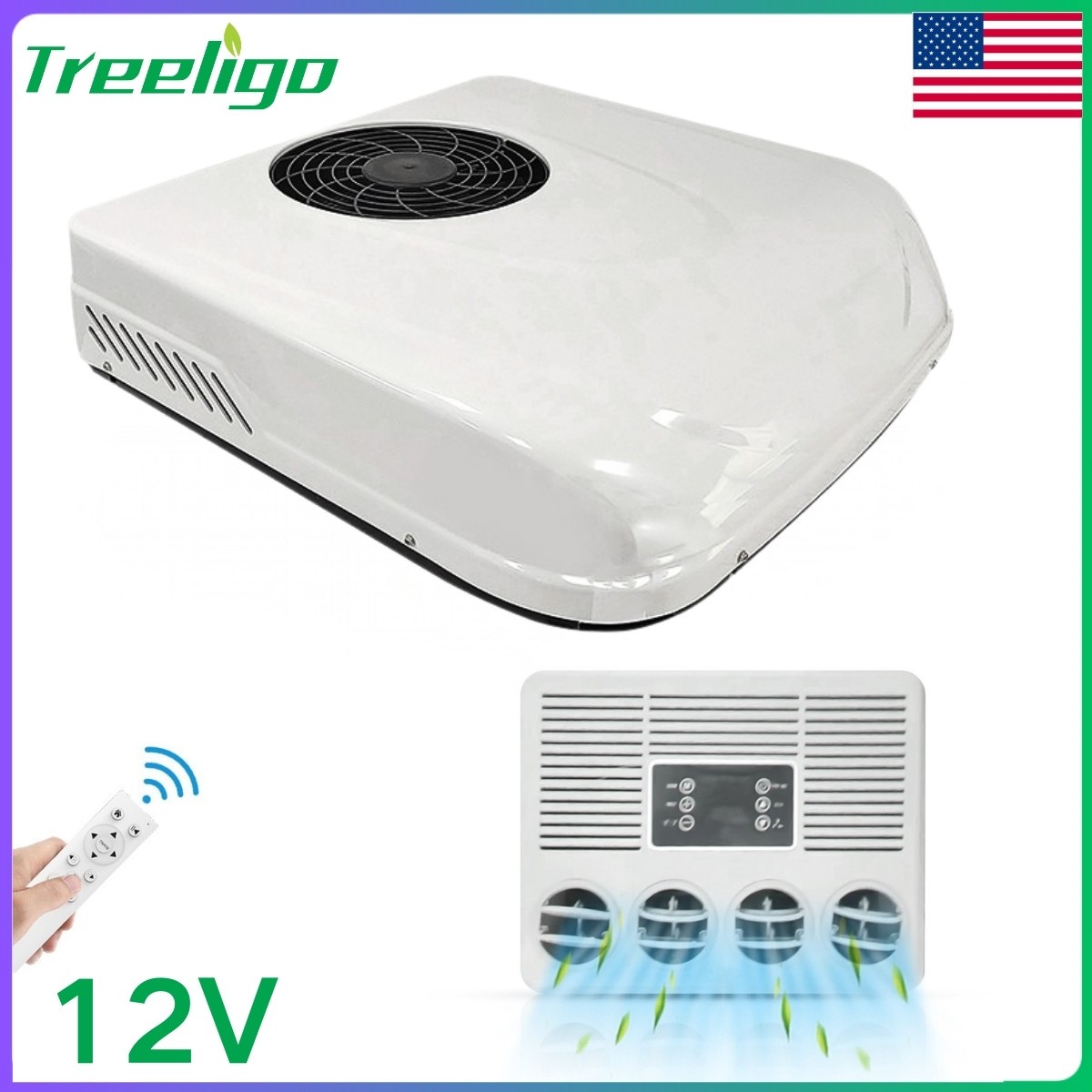12V Rooftop Air Conditioner 10000 BTU for RVs Truck Camper Tractor Quiet AC Unit