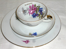 Sammelgedeck 3 teilig Sammeltasse Porzellan Alpenblumen Enzian Edelweiss