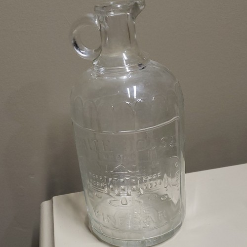 White House Vinegar Bottle Patented 1906 Clear Glass Condiments Collectible
