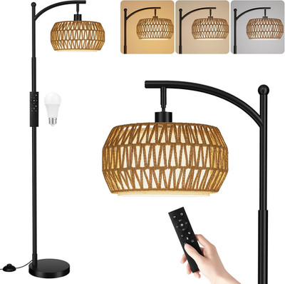 Arc Floor Lamp for Living Room with Remote, Color Temperature & Brightness Adjus