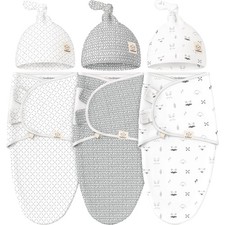 KeaBabies 3-Pack Organic Swaddles for Newborns One Size 0-3 Months , Nordic