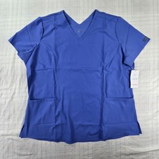 Med Couture Peaches Women s Scrubs Top Blue 2XL 2X NWT