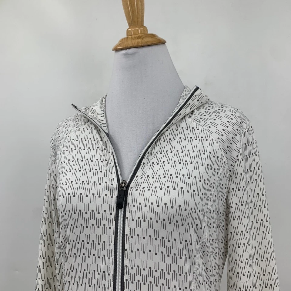 Top Lole Mujer S Pequeño Blanco Gris Manga Larga Cremallera Completa UPF 50 Absorbente Secado Rápido Foto 3 de 4