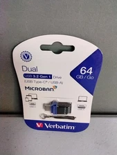 Verbatim 64gb Store 'n' Go Dual USB-C Flash Drive #99155 NEW