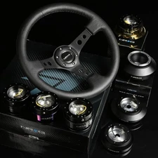NRG 130H HUB+GOLD CHROME GEN 2.8 QUICK RELEASE+3"DEEP DISH STEERING WHEEL BLACK