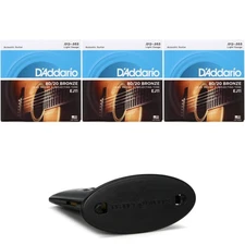 D'Addario EJ11 80/20 Bronze Acoustic Guitar Strings 3 Pack with Humidifier -