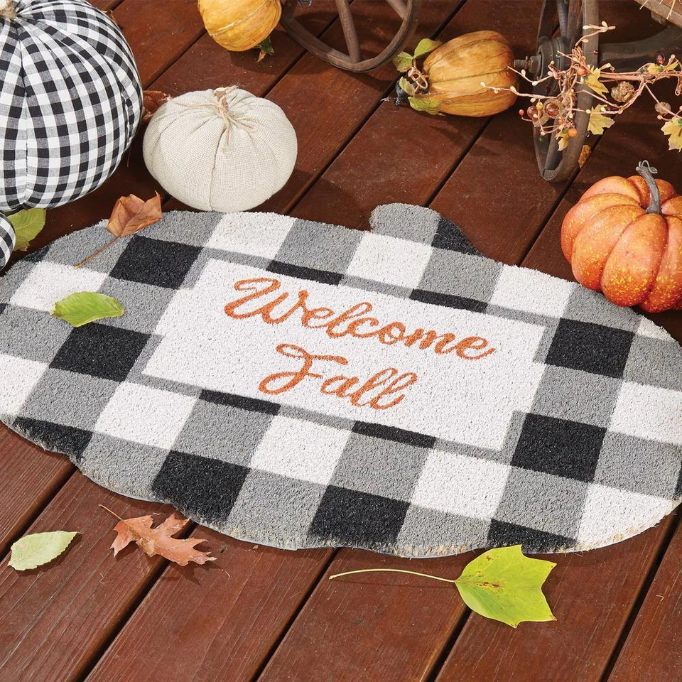 Welcome Fall Plaid 32 pulgadas X 23 in. Alfombrilla puerta Foto 2 de 4