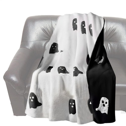 Halloween Viral Pink Ghost Blanket Soft Throw Double Sided Plush Flannel - Picture 11 of 16